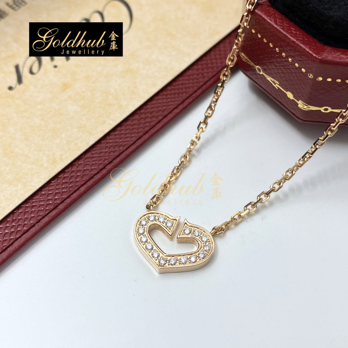 Cartier C Heart Diamond Necklace in Rose Gold