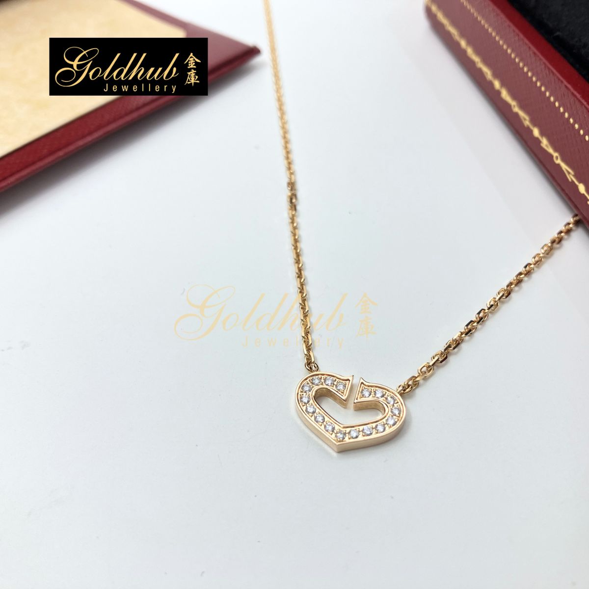 Cartier C Heart Diamond Necklace in Rose Gold