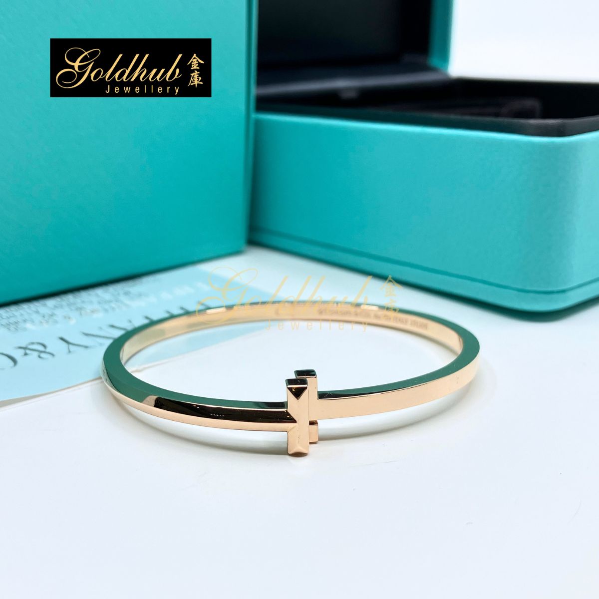Tiffany T1 Narrow Hinged Bangle in Rose Gold, Size Small