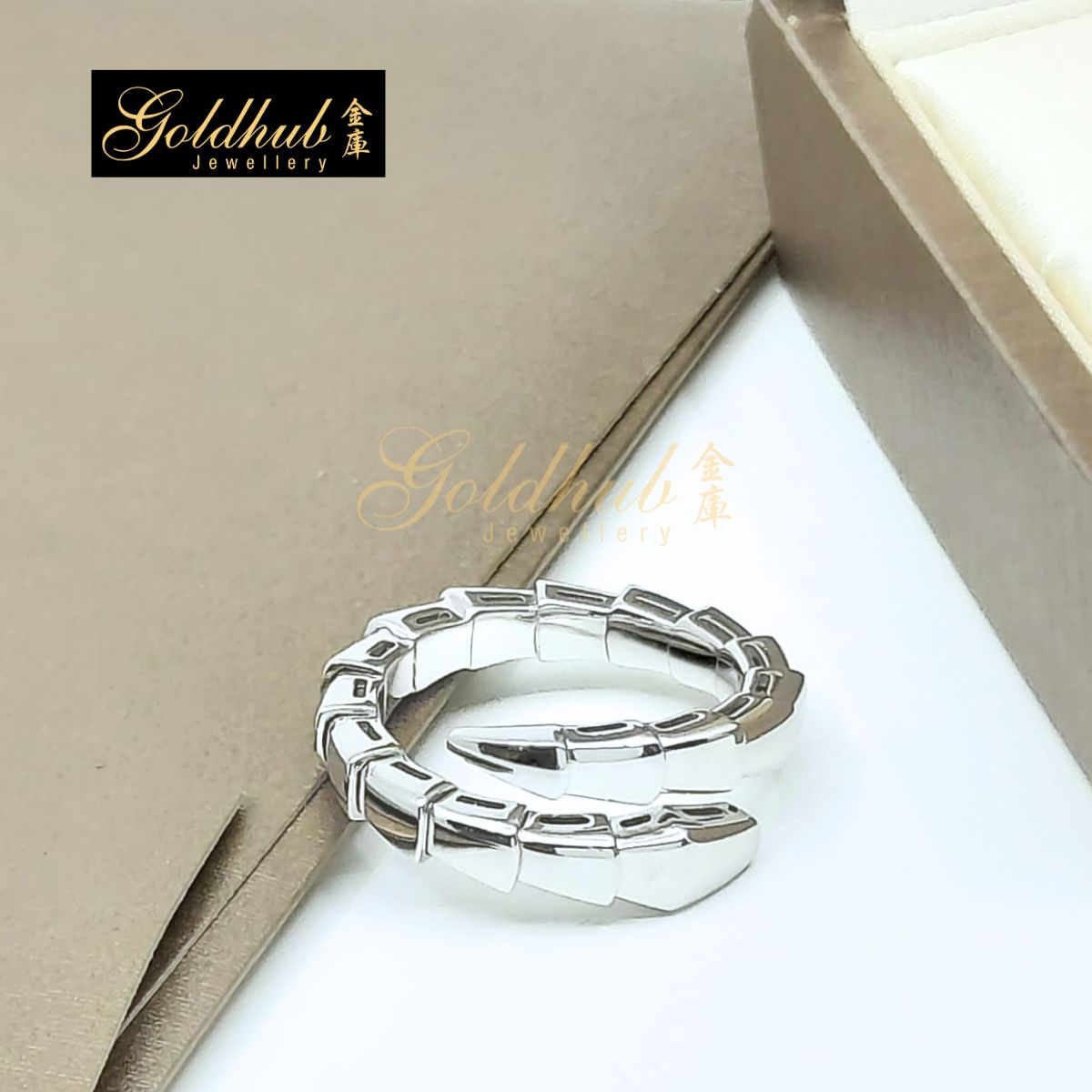 [Reserved] Bulgari Serpenti Viper One-coil Ring in White Gold, Size M