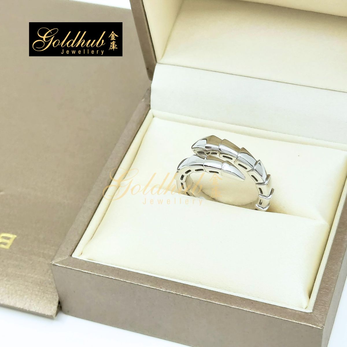 [Reserved] Bulgari Serpenti Viper One-coil Ring in White Gold, Size M