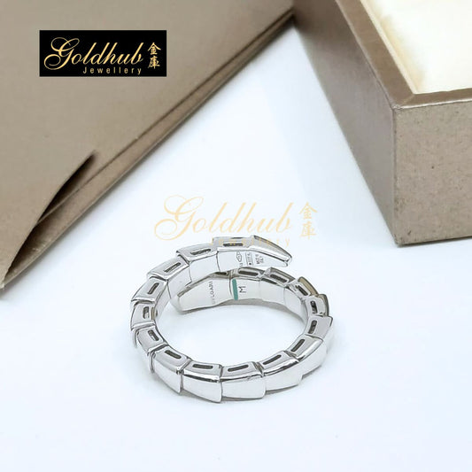 Bulgari Serpenti Viper One-coil Ring in White Gold, Size M
