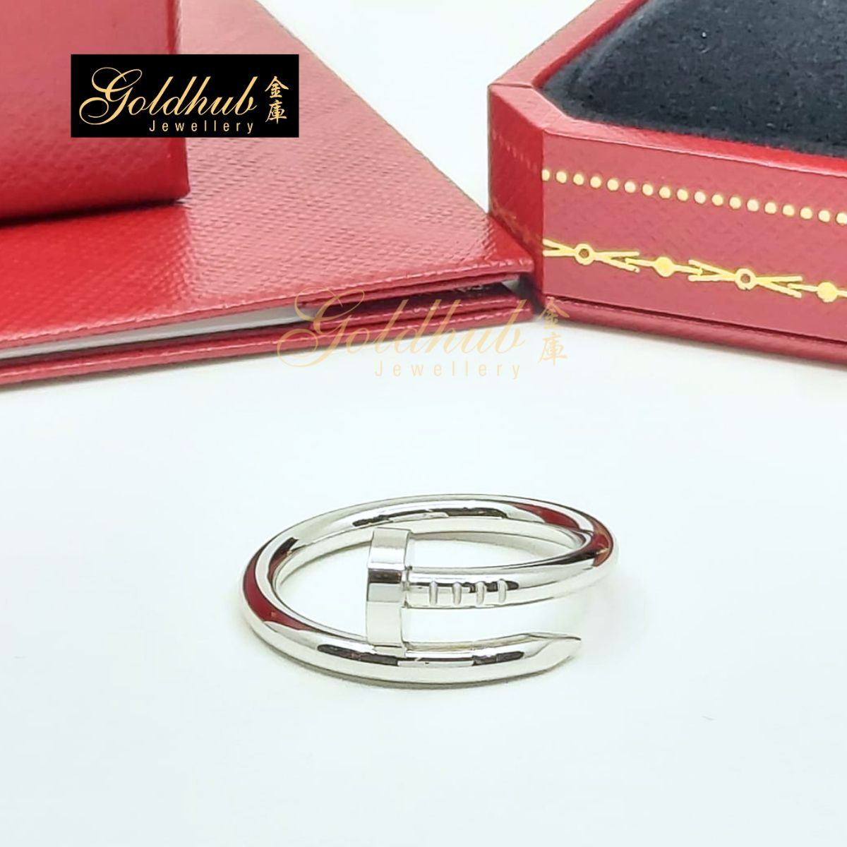 Cartier Juste un Clou Ring, Classic Model in White Gold, Size 61