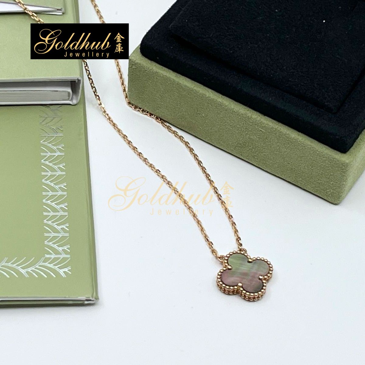 Van Cleef & Arpels Vintage Alhambra Pendant, Grey Mother-Of-Pearl in Rose Gold