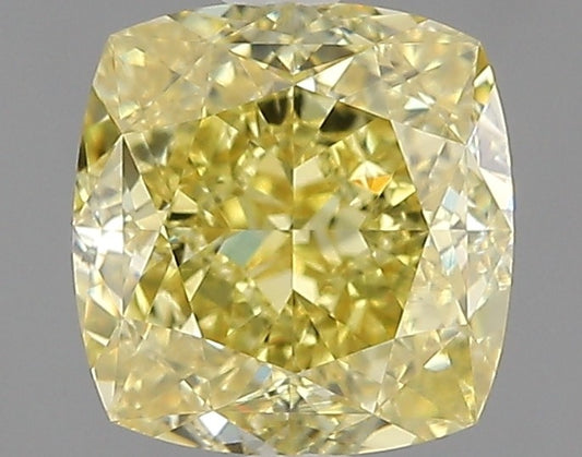 2.5 Carat Fancy Intense Yellow VVS2 Cushion Cut Diamond 9846