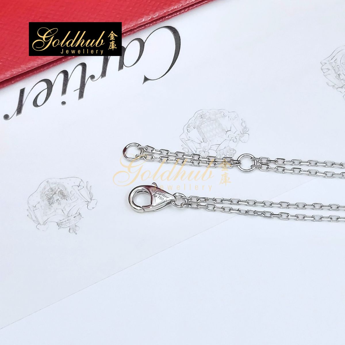 Cartier LOVE Bracelet on Chain, 2 Diamonds in White Gold