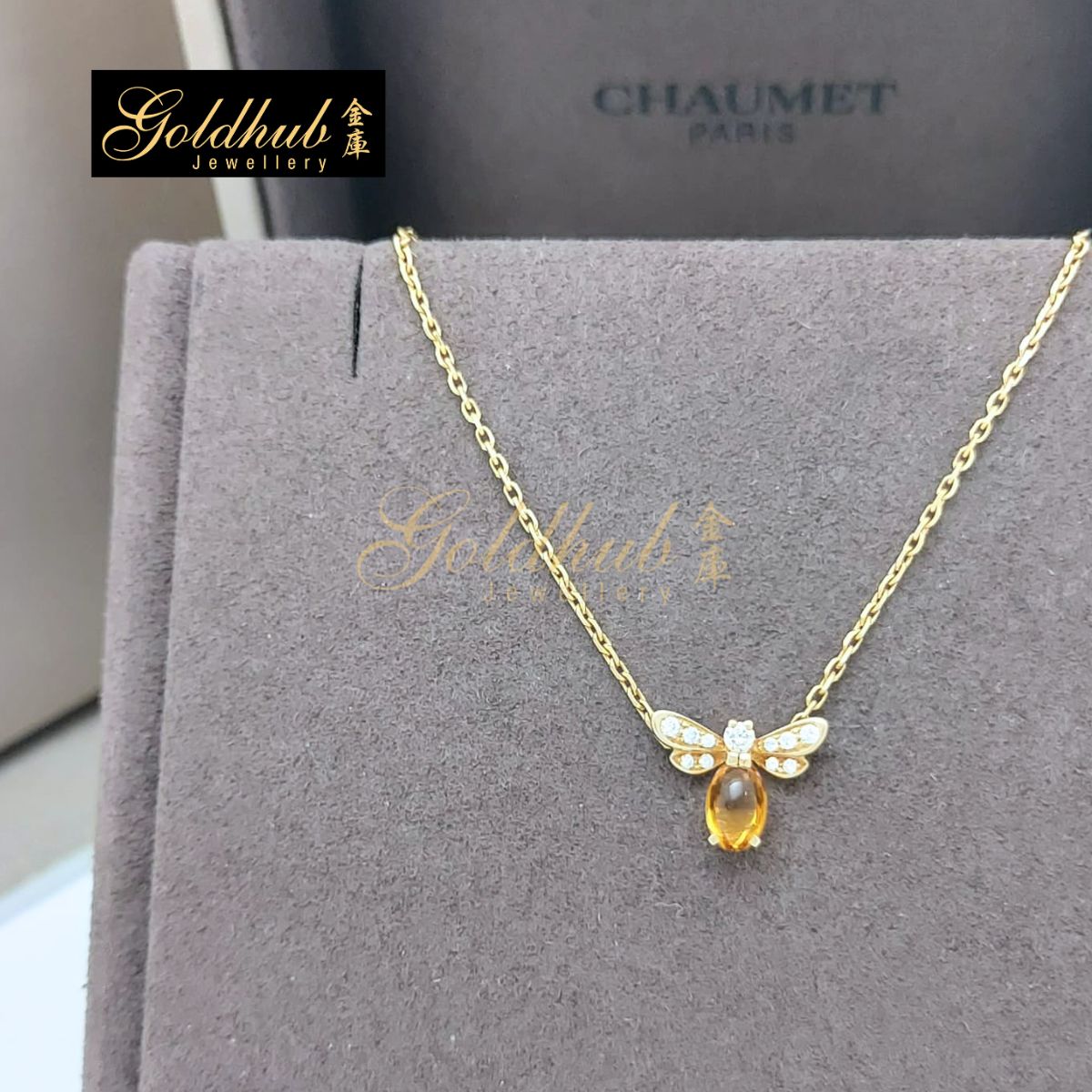 Chaumet Attrape Moi Si Tu M'Aimes Bee Necklace, Citrine Diamonds in Yellow Gold