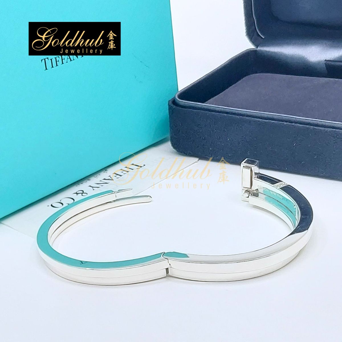 Tiffany T Diamond Square Wrap Bracelet in Silver, Size Medium