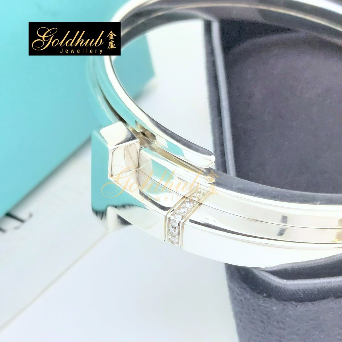 Tiffany T Diamond Square Wrap Bracelet in Silver, Size Medium