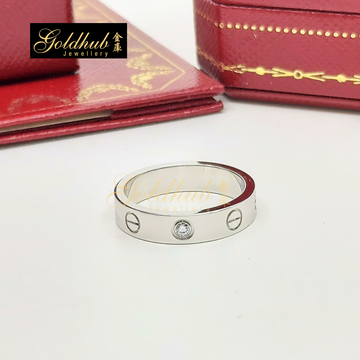 Cartier Love Ring, Small Model, 1 Diamond in White Gold, Size 49