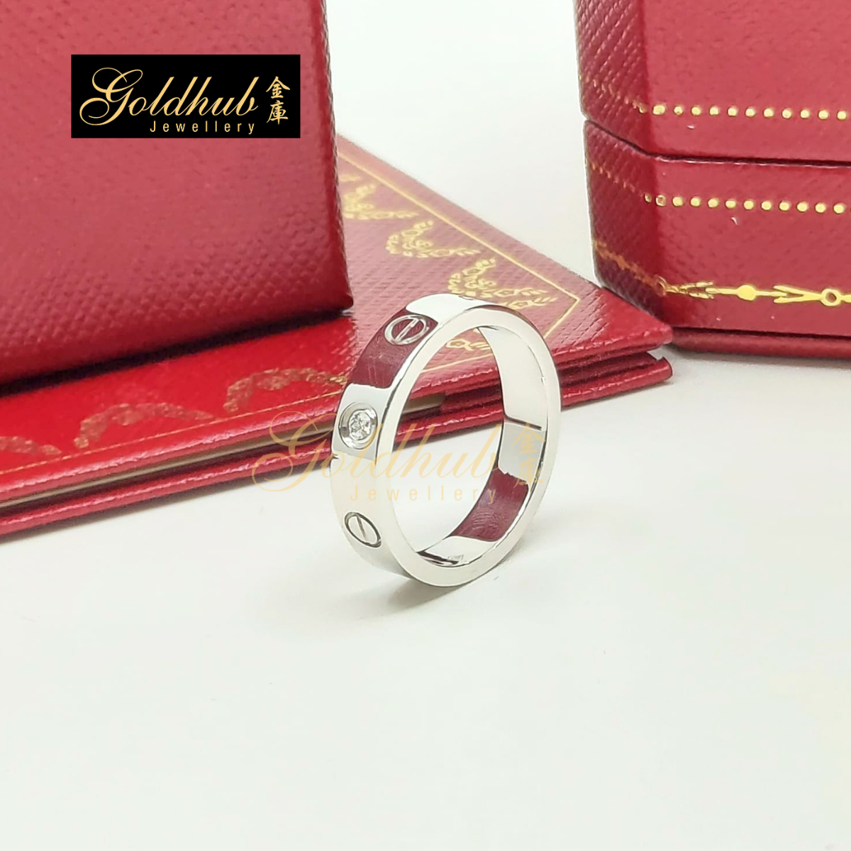 Cartier Love Ring, Small Model, 1 Diamond in White Gold, Size 49