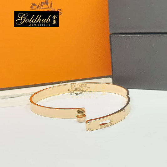 Hermes Kelly Bracelet, Small Model, 4 Diamonds in Rose Gold; Size SH