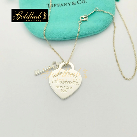 Tiffany Return to Tiffany Heart Tag with Key Pendant Necklace in Sterling Silver, 40cm