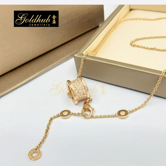 Bvlgari B.zero1 Necklace, Pave Diamonds on the spiral in Rose Gold
