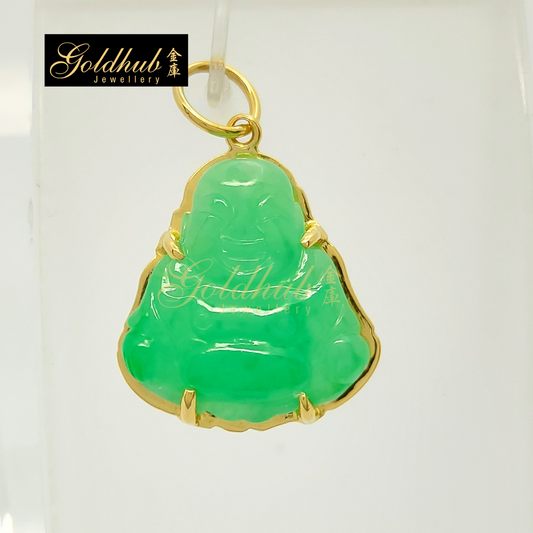 Jade Buddha Pendant in 916 Yellow Gold