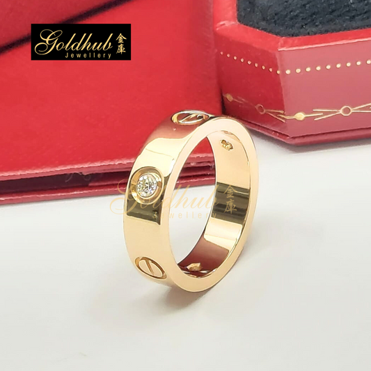 Cartier Love Ring, Classic Model, 3 Diamonds in Rose Gold, Size 55