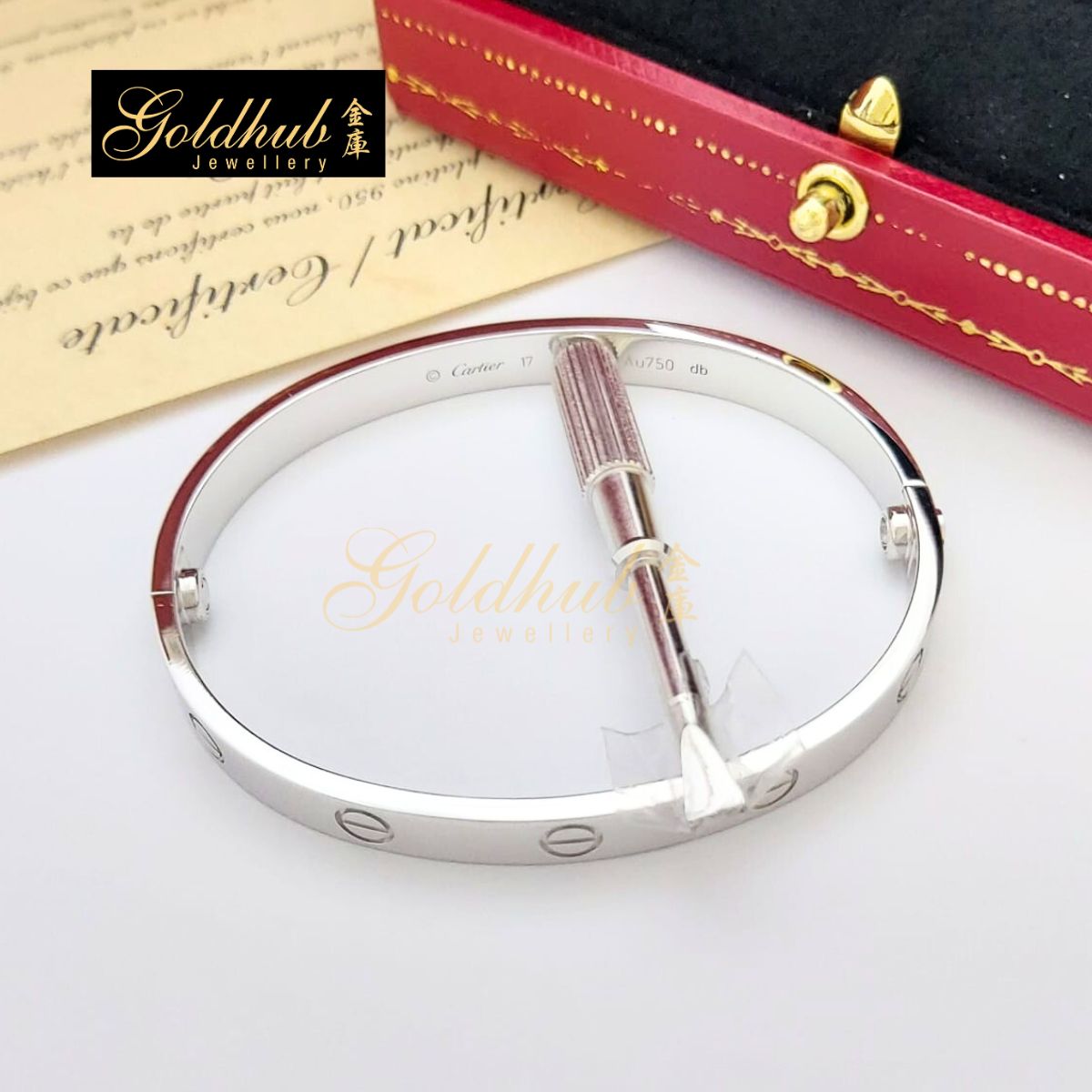 Cartier Love Bracelet (Classic Model) in White Gold, Size 17