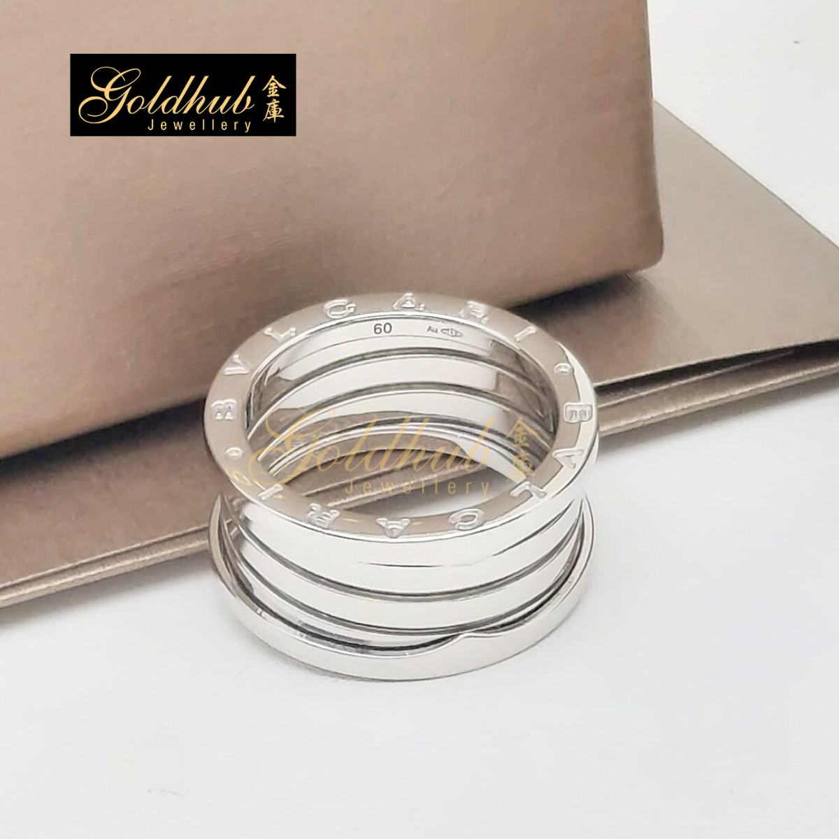 Bvlgari B.zero1 4 Band Ring in White Gold, Size 60