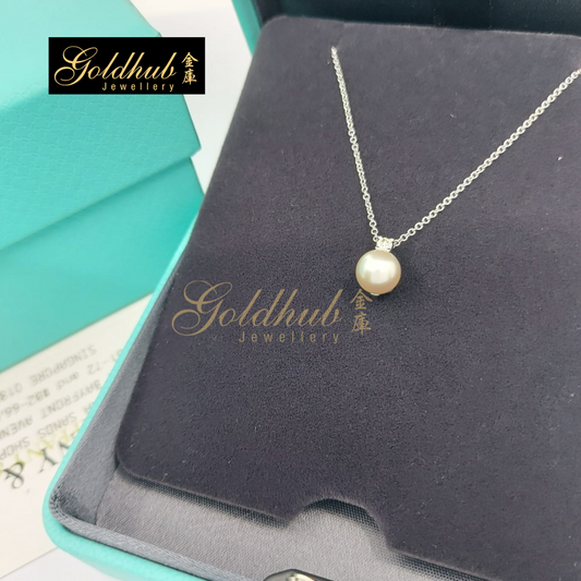 Tiffany Signature Pearl Diamond Neckace in White Gold, 40cm