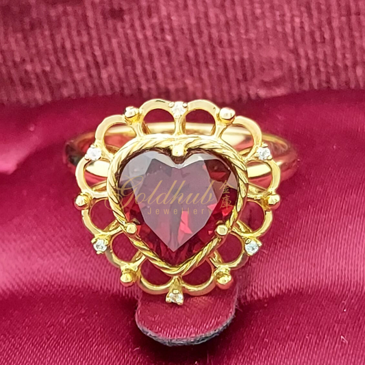 Dolce & Gabbana Red Rhodolite Garnet Heart Ring in Yellow Gold