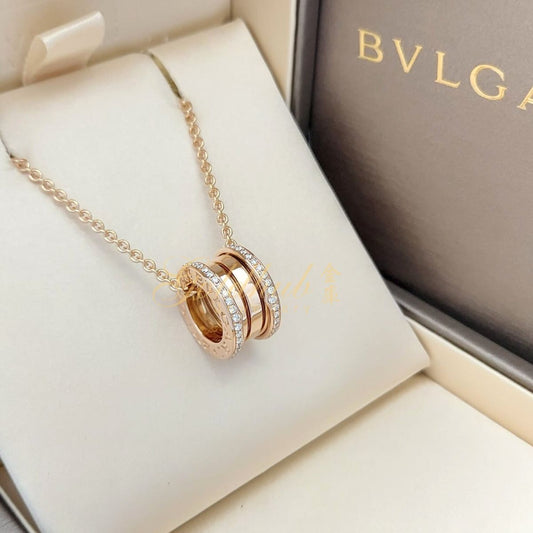 Bvlgari B.zero1 Necklace with Pave Diamonds in Rose Gold, 45 cm