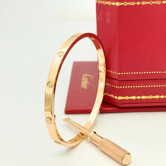 18k Pre-loved Cartier Love Bracelet Small Model, 6 Diamonds in Rose Gold