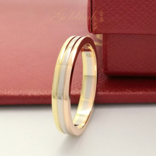 [RELOCATION SALES] 18k Pre-loved Vendome Louis Cartier Ring in Tri-colour Gold