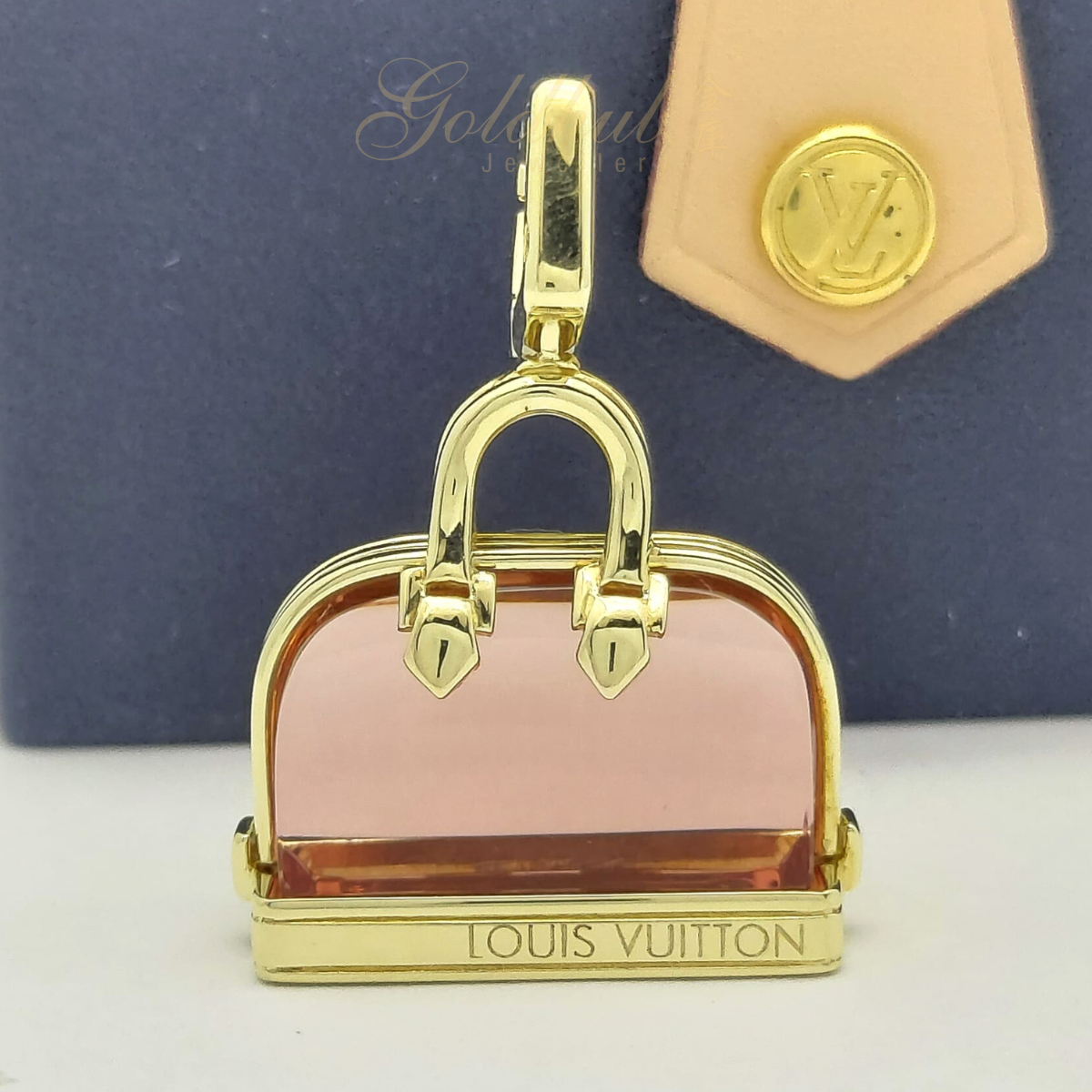 18k Pre-loved Louis Vuitton (LV) Alma Charm with Pink Tourmaline in Yellow Gold