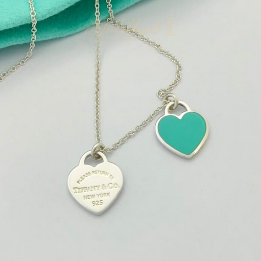 Return to Tiffany Blue Double Heart Tag Pendant Necklace in Sterling Silver