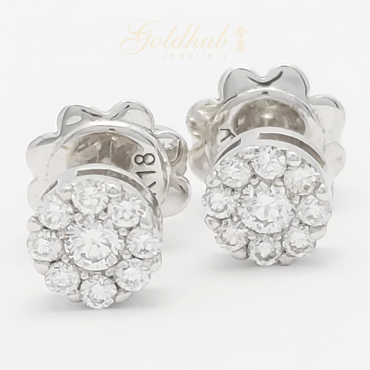 18k Diamond Earrings in White Gold