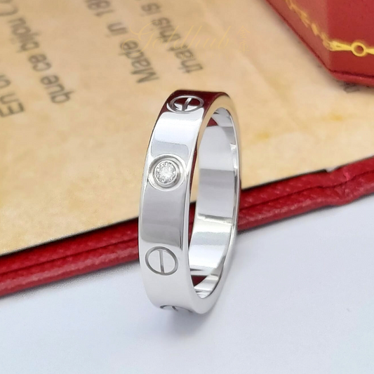 Cartier Love Wedding Band, 1 Diamond Ring in White Gold