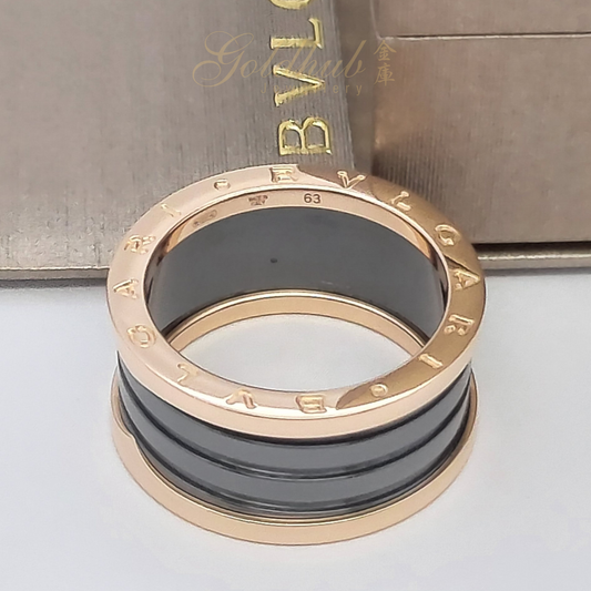 18k Pre-loved Bvlgari B.zero1 Black Ceramic Four Band Ring in Rose Gold