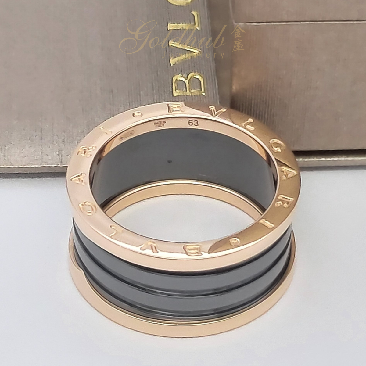 18k Pre-loved Bvlgari B.zero1 Black Ceramic 4 Band Ring in Rose Gold