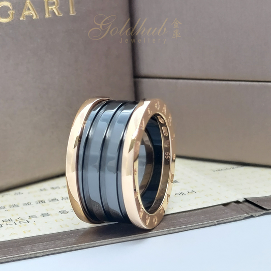 Bvlgari B.zero1 Black Ceramic 4 Band Ring in Rose Gold