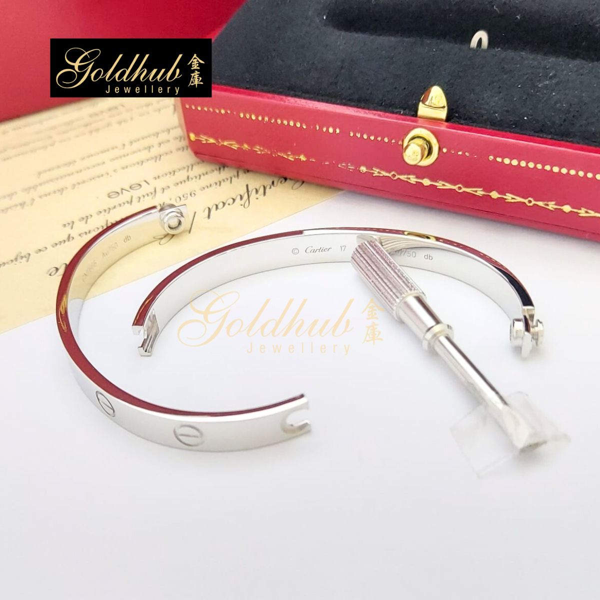 Cartier Love Bracelet (Classic Model) in White Gold, Size 17