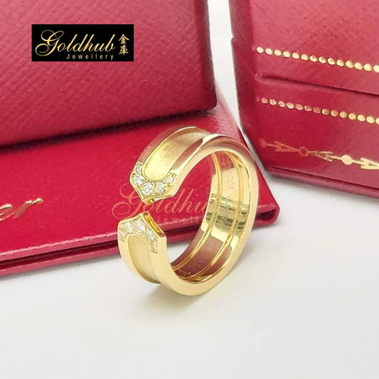 Cartier 2C Diamond Ring in Yellow Gold, Size 51
