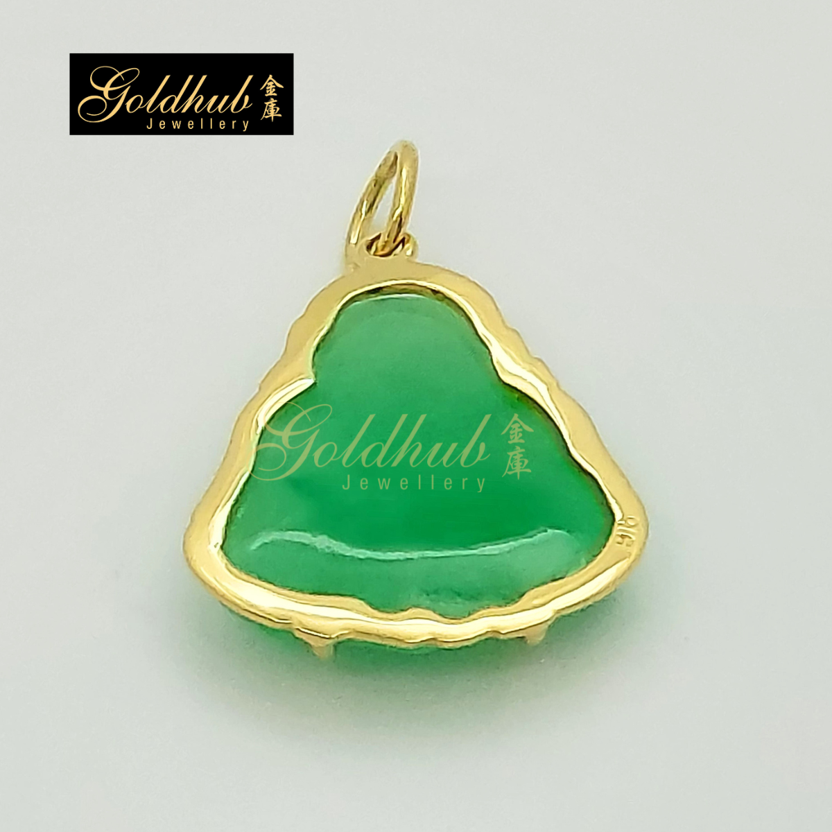 Jade Buddha Pendant in 916 Yellow Gold