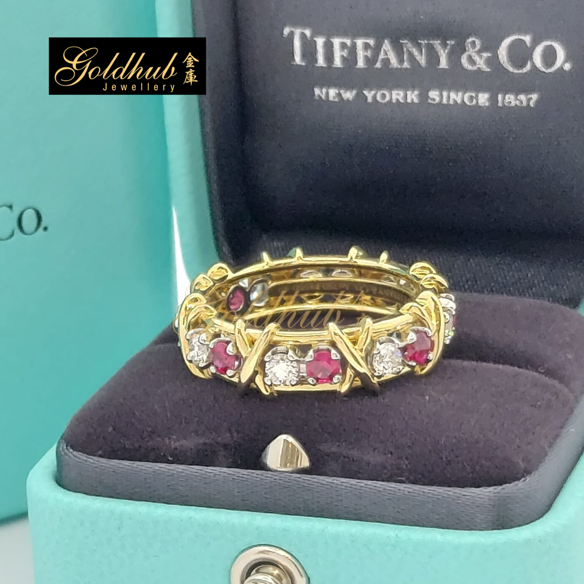 Jean Schlumberger by Tiffany Sixteen Stone Ring, Size 8