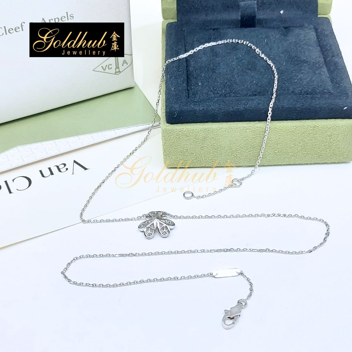 Van Cleef & Arpels Frivole Pendant, Mini Model, Pave Diamonds in White Gold