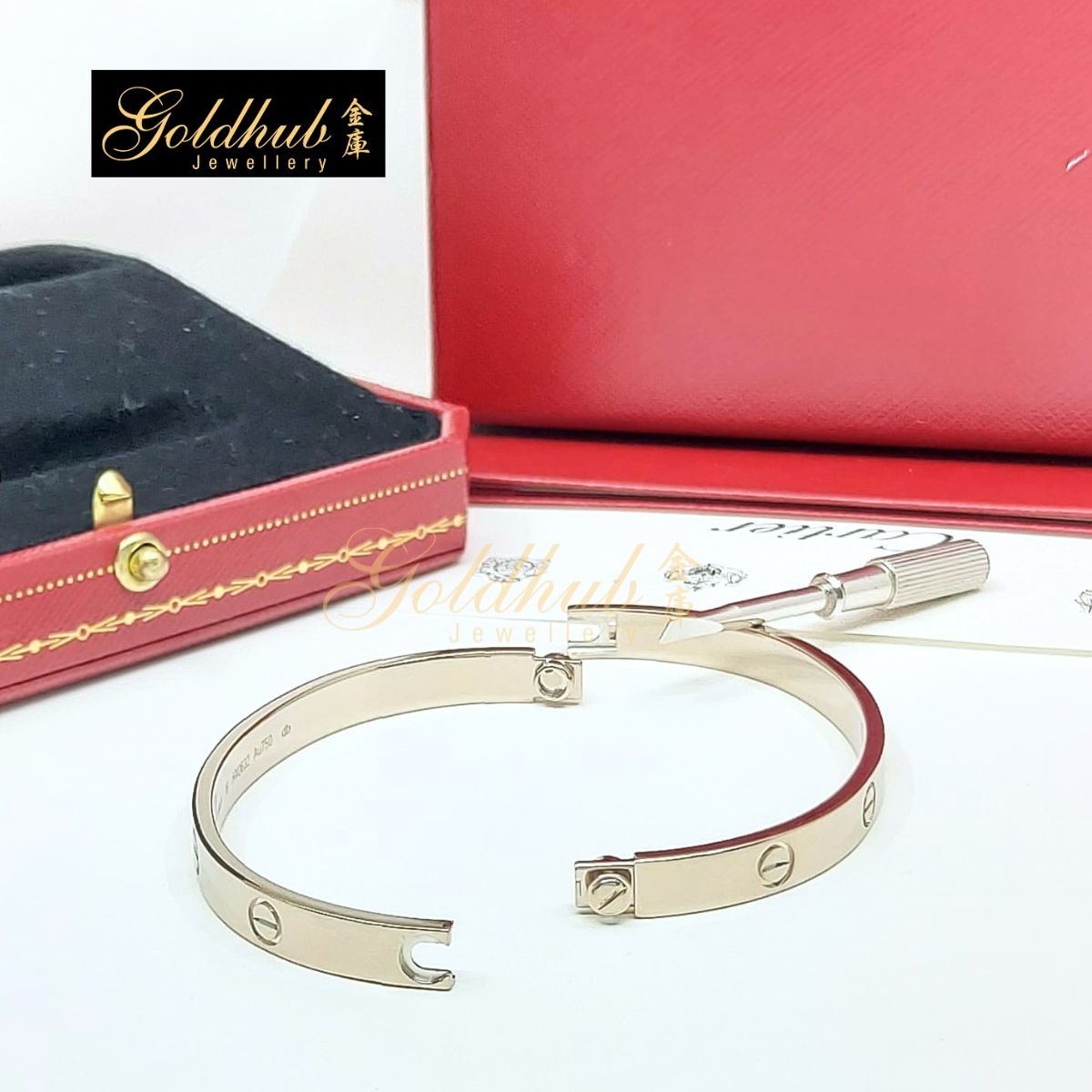 Cartier LOVE Bracelet, Classic Model in White Gold, Size 19