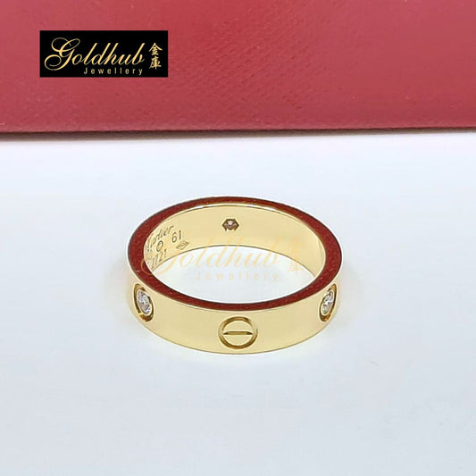 Cartier Love Ring, Classic Model, 3 Diamonds in Yellow Gold, Size 61