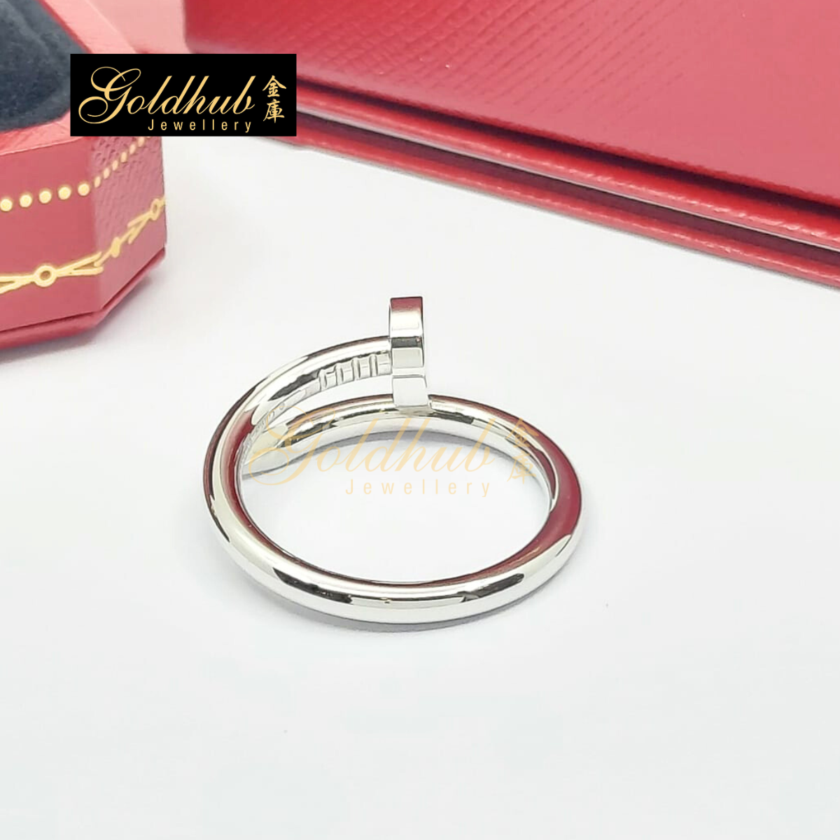 Cartier Juste Un Clou Ring, Classic Model in White Gold, Size 60