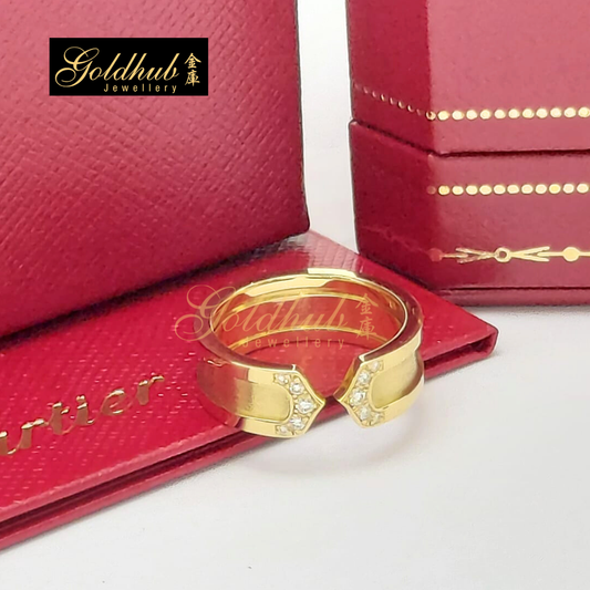 Cartier 2C Diamond Ring in Yellow Gold, Size 51