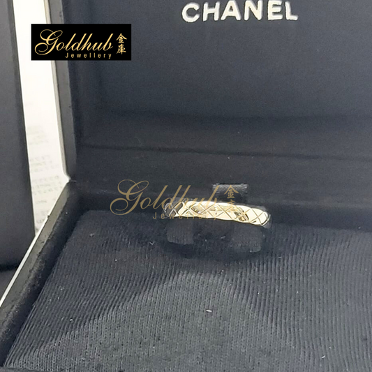 Chanel Coco Crush Ring, Mini Version in White Gold, Size 56