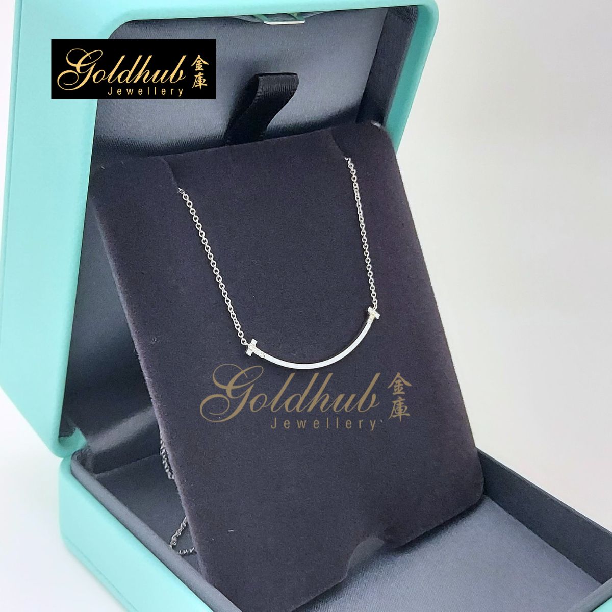 Tiffany & Co Tiffany T Smile Medium Pendant, Diamonds 0.03ct in White Gold