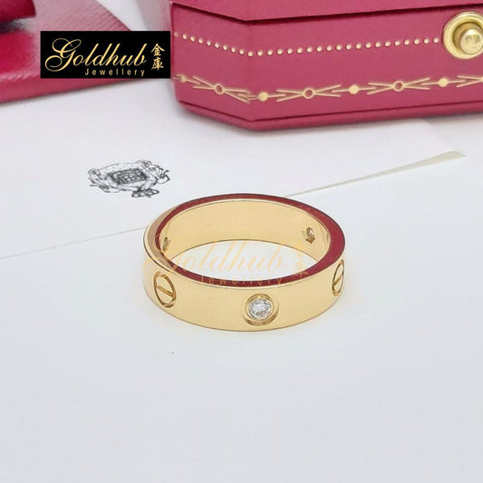 Cartier Love Ring, Classic Model, 3 Diamonds in Yellow Gold, Size 60