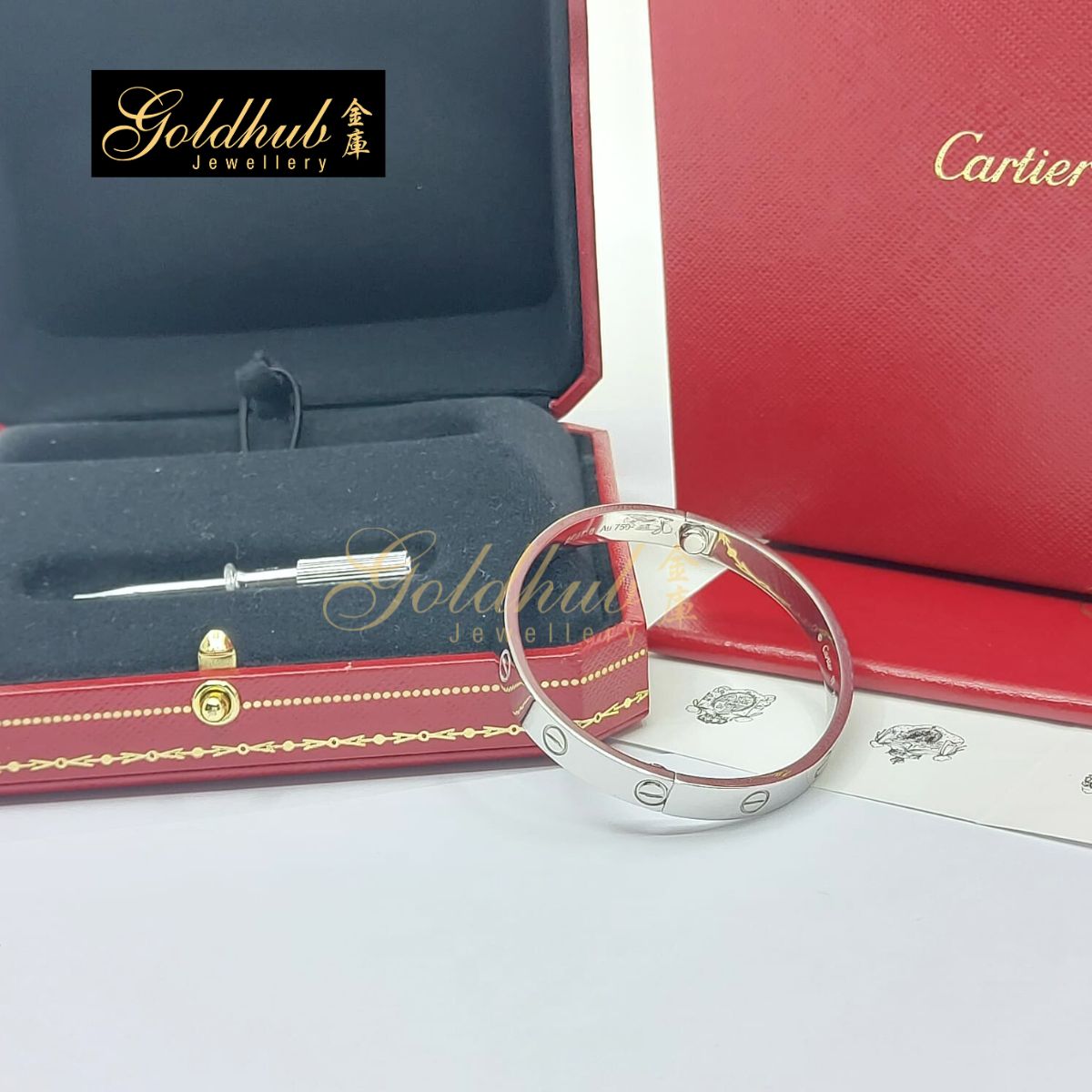 [Reserved] Cartier Love Bracelet, Classic Model in White Gold, Size 17