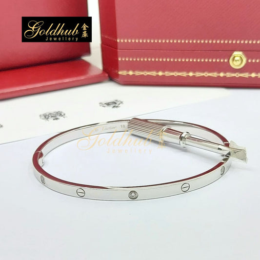 Cartier Love Bracelet, Small Model, 6 Diamonds in White Gold, Size 18