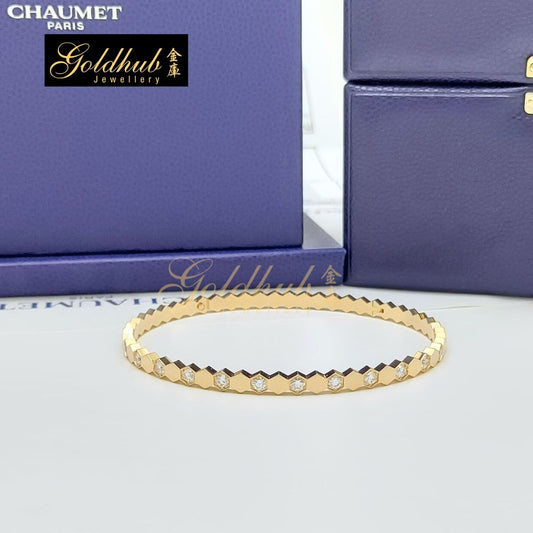 Chaumet Bee de Chaumet Bracelet, Semi-pave Diamonds in Rose Gold, Size 180