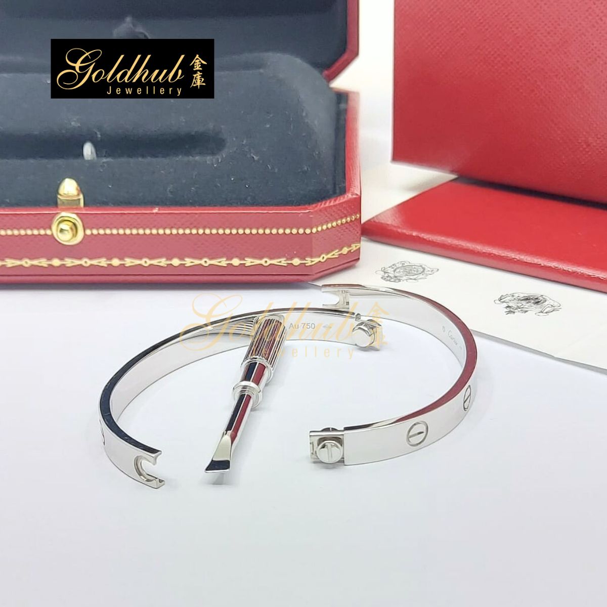 [Reserved] Cartier Love Bracelet, Classic Model in White Gold, Size 17